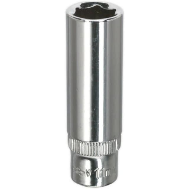 Loops 11mm Forged Steel DEEP Drive Socket - 1/4" Square Drive Polished Chrome Vanadium Metallics