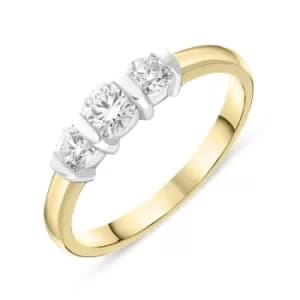 18ct Yellow Gold 0.50ct Diamond Trilogy Bar Set Ring