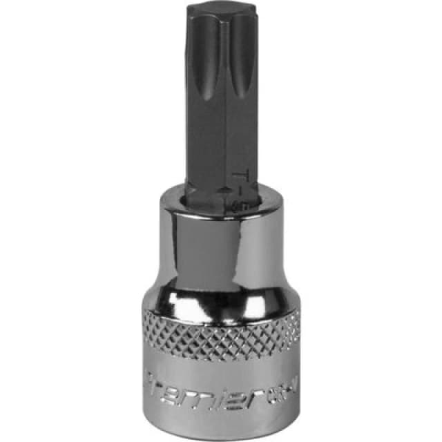 Loops T50 TRX Star Socket Bit - 3/8" Square Drive - PREMIUM S2 Steel Head Knurled Grip Metallics