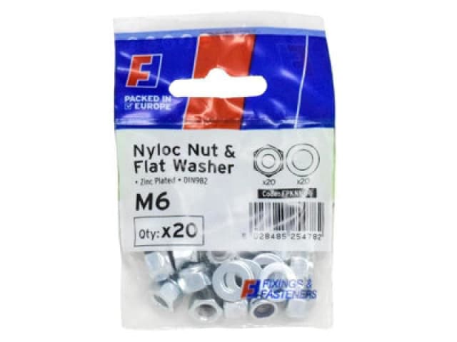 Forgefix Fpknnw6 Nyloc Nut & Washer M6 Forgepack 20 Forfpknnw6