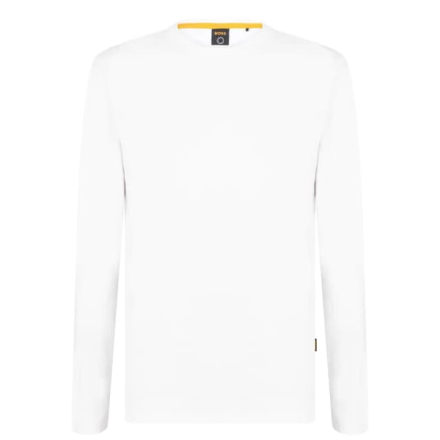 Boss Mens Tacks Long-sleeve T-Shirt, Tonal Logo Badge White 100 male 2XL
