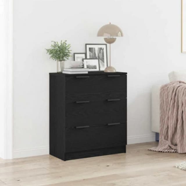 Vidaxl Sideboard With Drawer Black Oak 60 X 30 X 70 Cm Engineered Wood