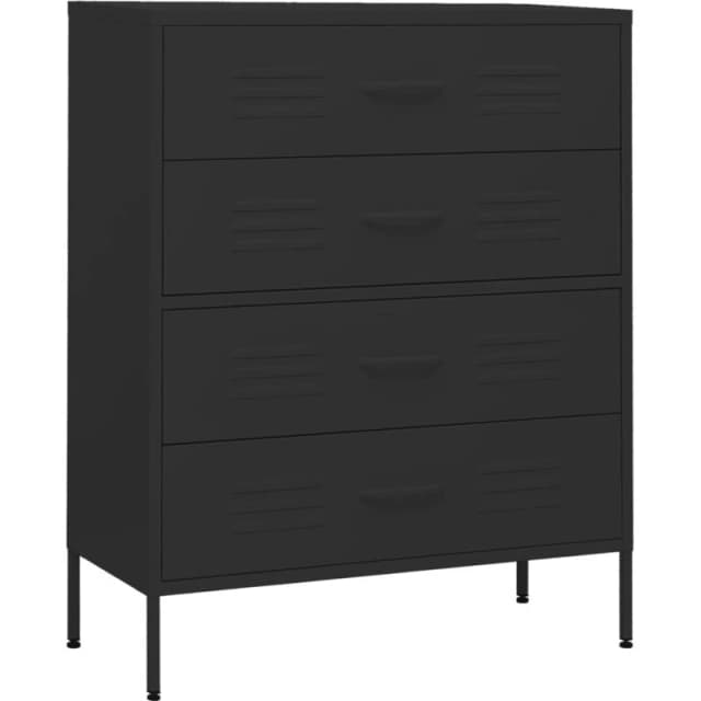 VIDAXL Chest of Drawers Black 80x35x101.5cm Steel vidaXL 8720286565179