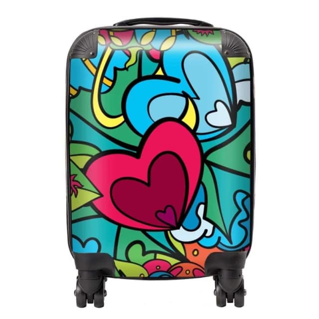 Warren Reed - Designer Hippie Psychedelic Pattern Suitcase in Blue Size: Large Blue Unisex Large