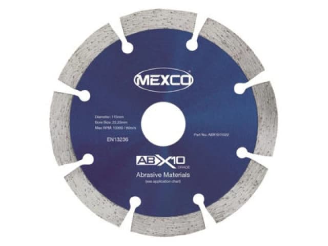 Mexco Abx1011522 Abrasive Materials X10 Grade Diamond Blade 115 X 22.23mm Mexabx10115