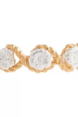 Ladies Olivia Burton Two-tone steel/gold plate Flower Show Rope Ring OBJ16FSR07