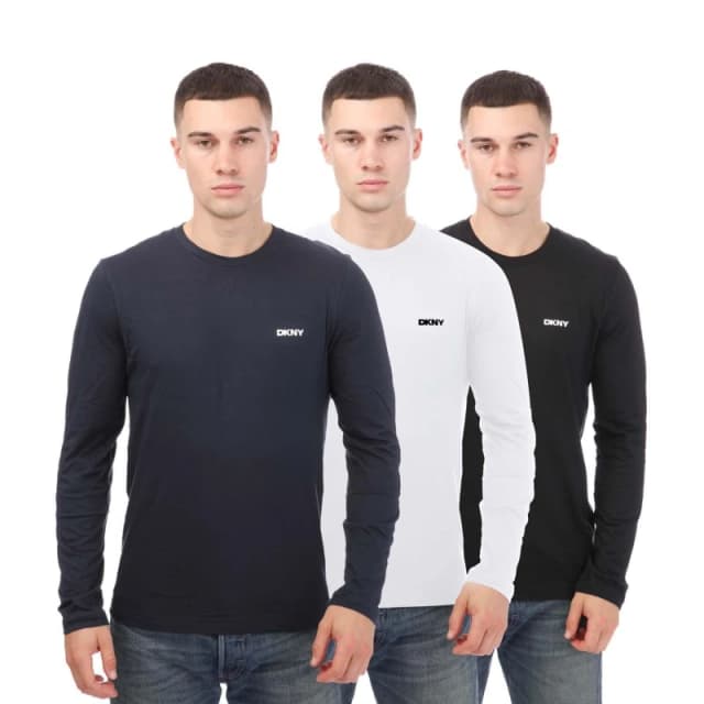 DKNY Warrior 3 Pack Long Sleeve T-Shirt - Black Grey White Black Grey White S
