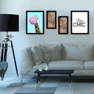 4P3040SCT018 Multicolor Decorative Framed MDF Painting (4 Pieces)