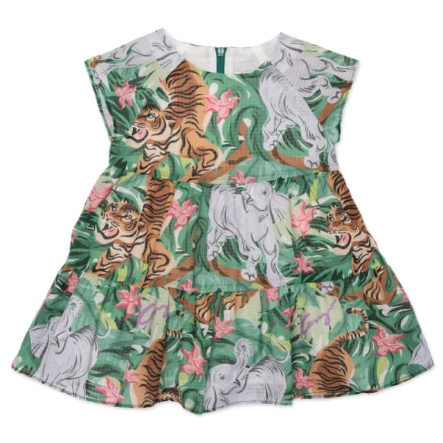 Kenzo Kids Jungle Mini Dress Forest Green female 6-9 Mnth