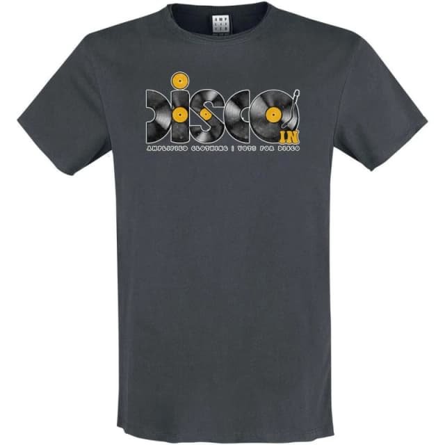 Amplified Amplified Men Discs Disco T-Shirt in Charcoal Size: Small Charcoal S Male 5063470409068