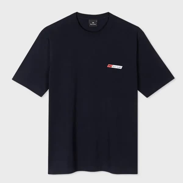 Paul Smith Navy PS Slant Logo Cotton-Blend T-Shirt