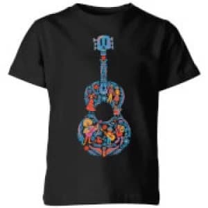 Coco Guitar Pattern Kids T-Shirt - Black - 11-12 Years