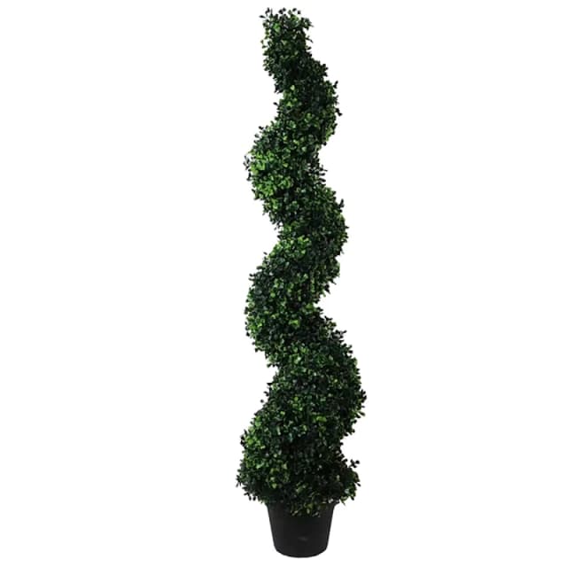 N/A 120cm Artificial Natural Boxwood Spiral Topiary