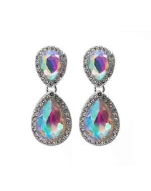 Silver Crystal Double Teardrop Earring