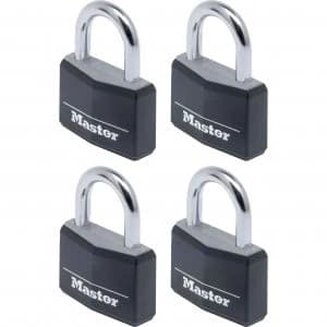 Masterlock Aluminium Vinyl Padlock Pack of 4 Keyed Alike 40mm Black Standard
