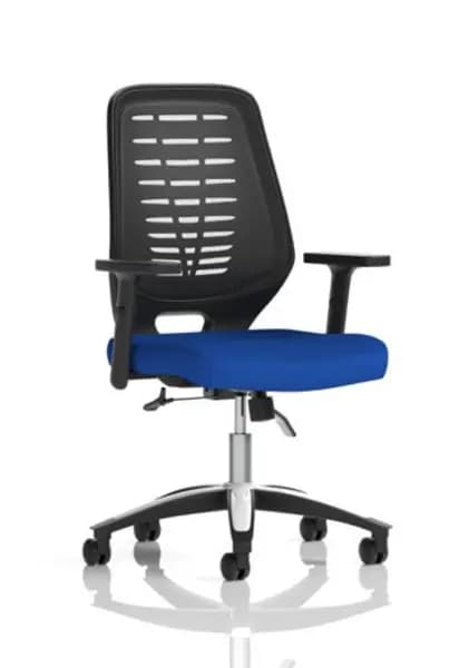 Relay Relay Task Operator Chair Bespoke Colour Black Back Stevia Blue With Height Adjustable Arms KCUP2067