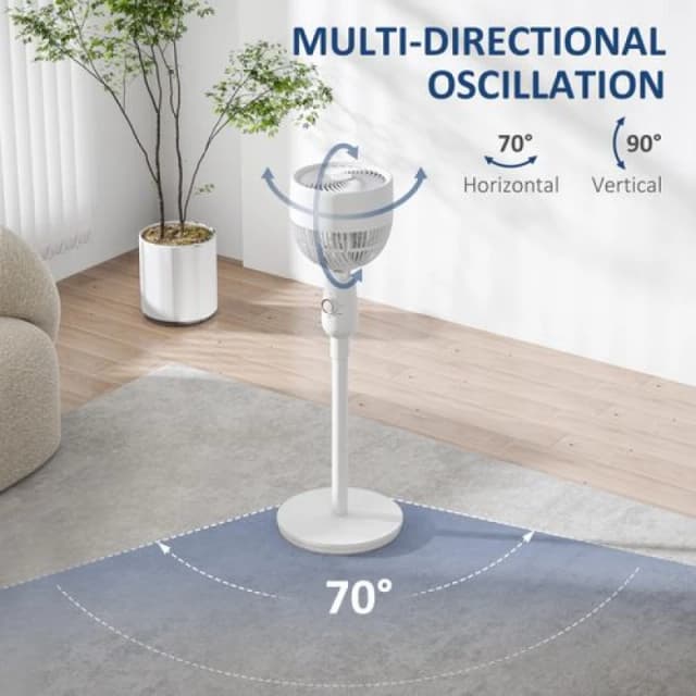 HOMCOM Pedestal Fan for Bedroom, Powerful Air Circulator with 3 Speed, White 824-110V70WT