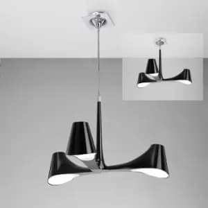 Ora Convertible Telescopic Semi-Ceiling Light 3 Bulbs E27, shiny Black / white arylic / polished chrome