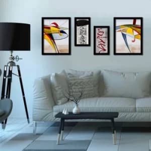 4P3040SCT001 Multicolor Decorative Framed MDF Painting (4 Pieces)