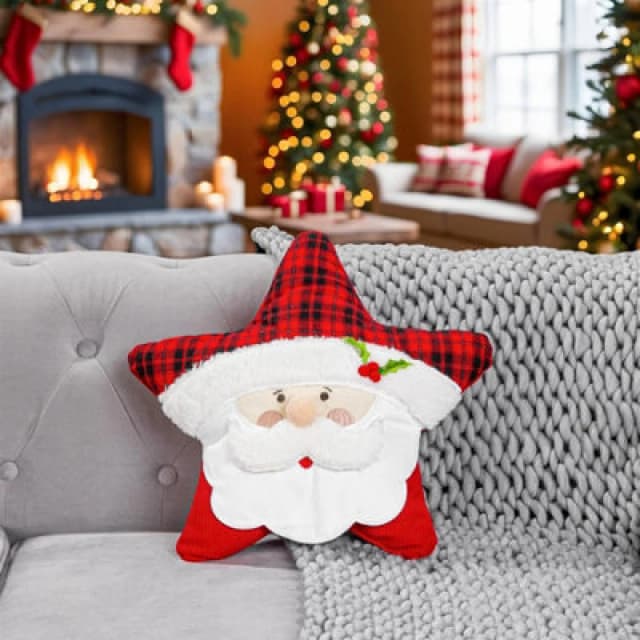 Luxury Living Star-Shaped Christmas Santa Cushion