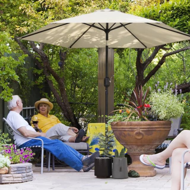 OUTSUNNY 2.6M Garden Parasol Umbrella with Aluminium Pole, Tilt, Crank in Cream Size: 260cm x 100cm Cream Unisex 260cm x 100 cm