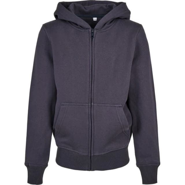 Build Your Brand Basic Full Zip Hoodie in Navy Size: 11-12 Years Navy Unisex 11-12 Years