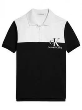 Calvin Klein Jeans Boys Short Sleeve Monogram Block Polo