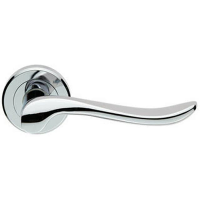 Loops PAIR Scroll Shaped Lever Handle on Round Rose Concealed Fix Polished Chrome Multi