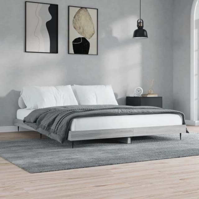 VIDAXL Bed Frame without Mattress Grey Sonoma 180x200cm Super King Engineered Wood Vidaxl 8720845797126