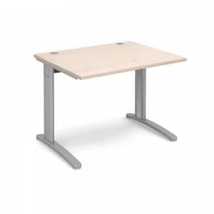 TR10 Straight Desk 1000mm x 800mm - Silver Frame maple Top