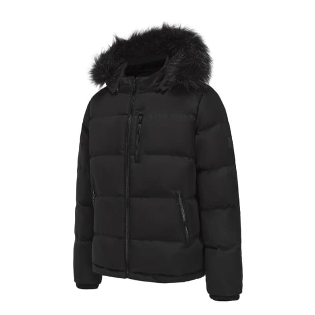 SoulCal Mens 2 Zip Bubble Faux Fur Trim Fleece Lined Short Puffer Jacket Black male XS