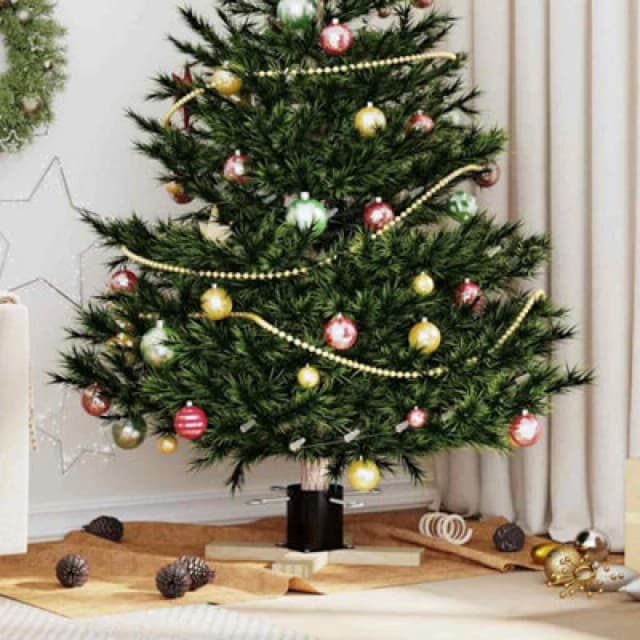 Vidaxl Christmas Tree Stand 1.73 Black 50 X 50 X 16cm Solid Pine Wood