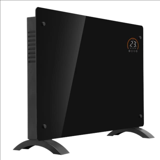 Baridi Electric Glass Panel Heater, 2000W, Thermostat Controlled Radiator with 24Hr 7 Day Timer, WiFi Enabled, Remote Control, Black