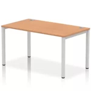Impulse Bench Single Row 1400 Silver Frame Office Bench Desk Oak