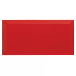 Wickes Bevelled Edge Red Gloss Ceramic Wall Tile 200 x 100mm