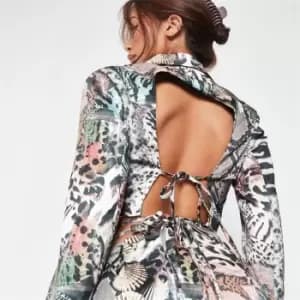 Missguided Crop Open Back Blazer - Multi