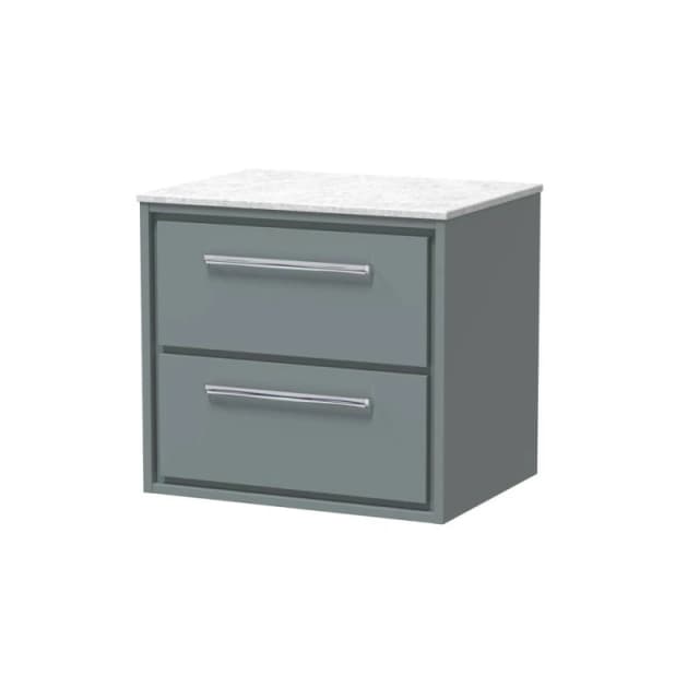 Balterley 600mm Wall Hung 2-Drawer Vanity with Marble Worktop - Coastal Grey Grey Unisex