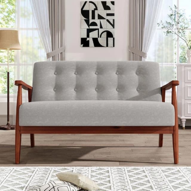 Kabinet UK Solid Wooden Frame Upholstered Tufted Sofa Brown Grey unisex One size