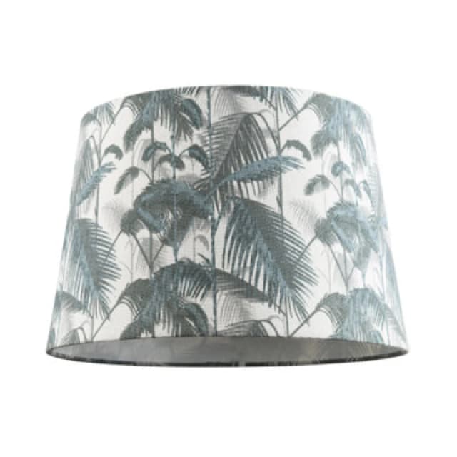 Happy Homewares Modern Green Palm Trees Linen Fabric Drum Lamp Shade With Cotton Inner