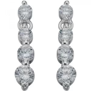 Ladies Beginnings Sterling Silver Cubic Zirconia Round 3 Stone Earrings