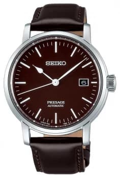 Seiko Presage Mens Mechanical Brown Leather Brown Watch