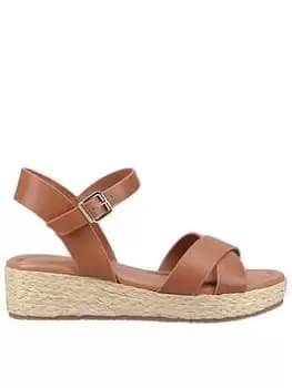 Dune London Linnie Leather Wedge Sandal, Tan, Size 4, Women