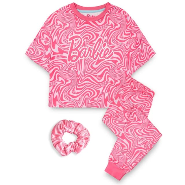 Barbie Short Sleeve Long Leg Pyjama Set Pink female