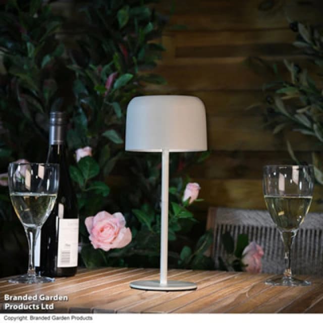Garden Gear Solar Metal Table Touch LED Lamp, Waterproof, USB & Solar Powered, Cordless Outdoor & Indoor Light (White)