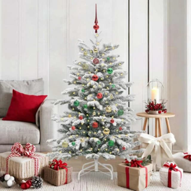 vidaXL Artificial Hinged Christmas Tree White 150cm PE and PVC, White 3395639
