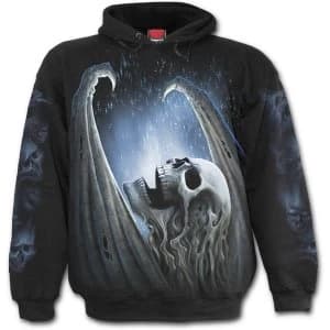 Winged Skelton Mens Small Hoodie - Black