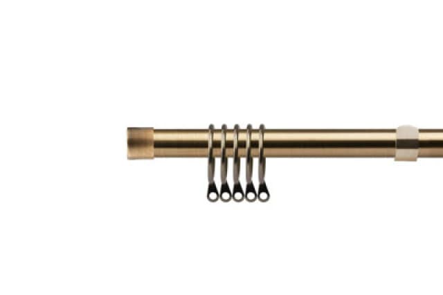16-19mm Fenton Extendable Metal Curtain Pole Set Brass 120-210Cm