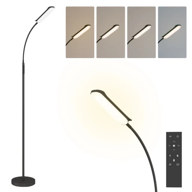 HOMCOM HOMCOM LED Floor Lamp for Living Room with Magnetic Remote Control, Black One Size Unisex 5063603773608