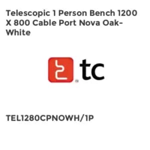 TC Group Telescopic 1 Person Bench 1200 x 800 Cable Port Nova Oak-White