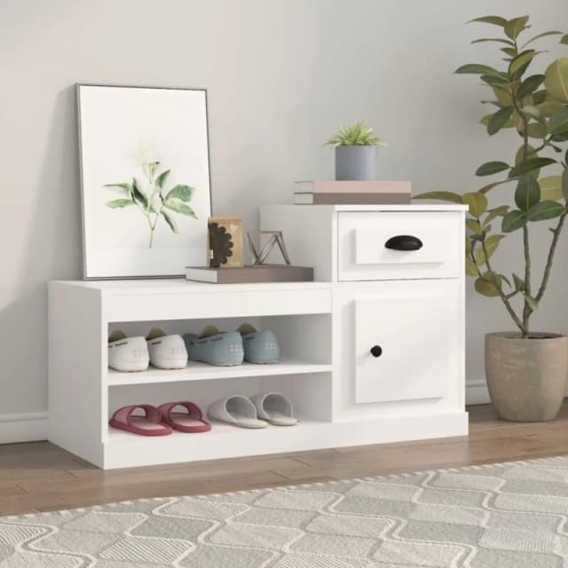 Vidaxl Shoe Cabinet White 100X42X60 Cm Engineered Wood